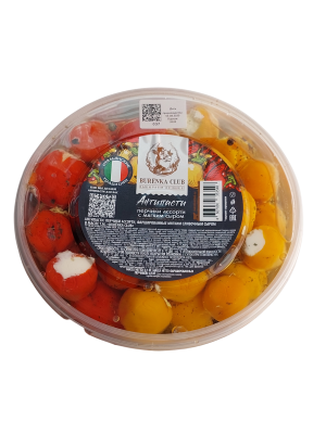 Антипасти БУРЁНКА КЛАБ перчики ассорти с мягким сливочным сыром в масле 500г