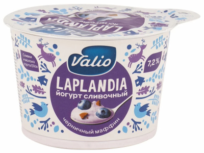 Йогурт ВИОЛА Laplandia Черничный маффин 7,2% 180гр.