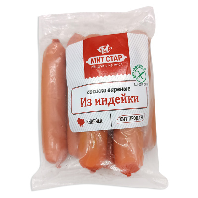 Сосиски МИТСТАР из индейки варёные вес