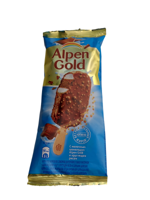Мороженое ALPEN GOLD® сливочное с молочным шоколадом и хрустящим рисом, 58гр.