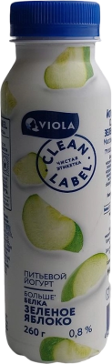 Йогурт ВИОЛА питьевой Зелёное яблоко 0,8% 260г