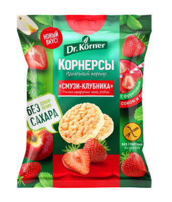 Корнерсы мини хлебцы рисово-кукурузные Смузи-клубника Dr.Korner 40гр.