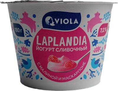 Йогурт ВИОЛА Лапландия сливочный малина маскарпоне 7,2% 180г