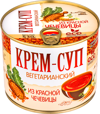 Крем-суп ЭКОФУД вегетаринский из красной чечевицы 530г