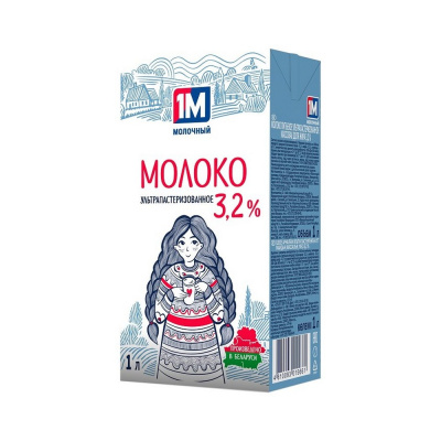 Молоко 1М Молочный ультрапастеризованное 3,2% 1л тетра-брик Молочный гостинец 