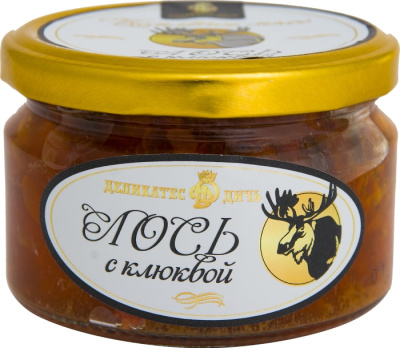 Лось с клюквой Деликатес Дичь мясо лося томлёное с клюквой 220гр. стекло