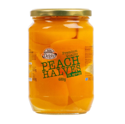 Персики DELPHI половинки в сиропе 680г ст/б
