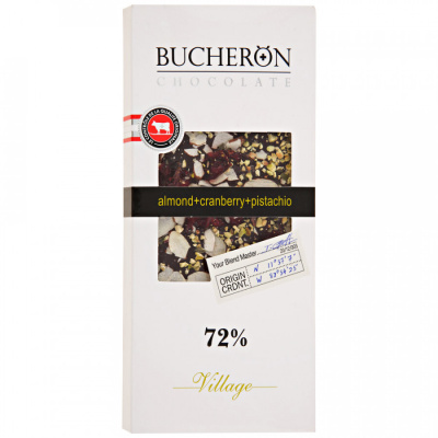 Шоколад BUCHERON Village горький с миндалём, клюквой и фисташками 85г