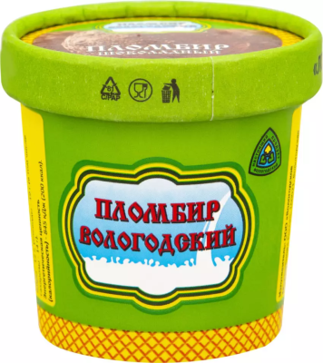 Мороженое Вологодский пломбир со сгущеным молоком в картонном стаканчике 60гр.