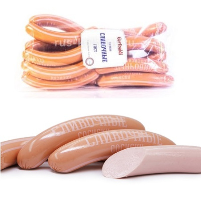 Сосиски Сливочные Мясной продукт кат.Б, вес Гарибальди