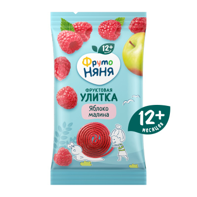 Фруктовые кусочки из яблок и малины для детей раннего возраста (улитки) 15г ФрутоНяня