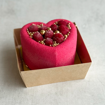 Бенто-торт Сердце с малиной 385 гр "Десерт Фентези" заморозка