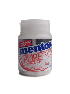 Ментос жевательная резинка, Pure White клубника, 54гр