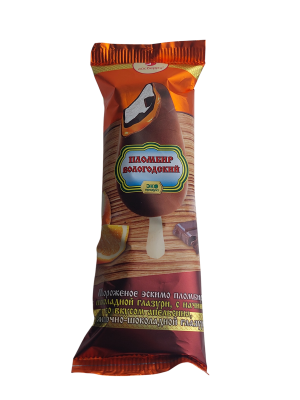 Мороженое Вологодский пломбир эскимо в шок. глазури со вкусом апельсина 80гр. флоупак