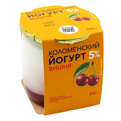 Йогурт Коломенский 5% Вишня 170 г стекло