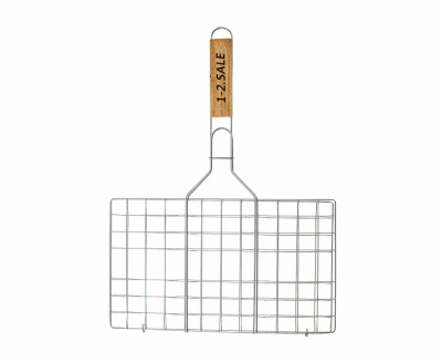 Решётка-гриль плоская 34*20*1,5 см дл.47см (3,0/2,0/1,5мм) хром.сталь/дер.