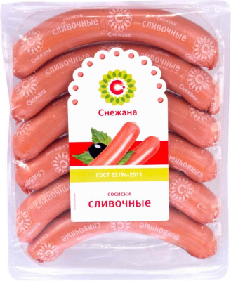 Сосиски сливочные ГОСТ п/о, вес ТМ Снежана