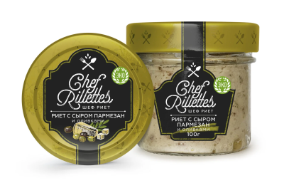 Риет из икры трески тихоокеанской с сыром пармезан и оливками 100г ст/б Chef Rillettes Путина