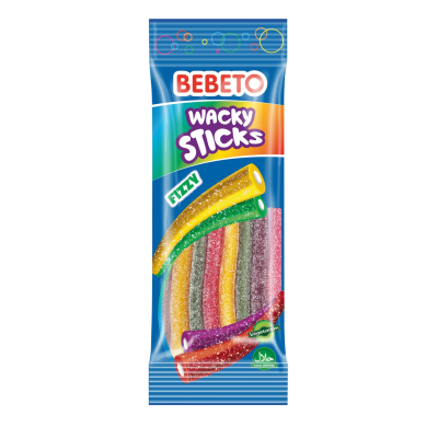 Мармелад Bebeto жевательный Wacky Sticks Fizzy со вкусом тутти-фрутти и ванили 75гр.