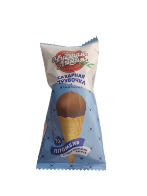 Мороженое Сахарная трубочка пломбир ваниль Флоу пак 70 гр Чистая линия