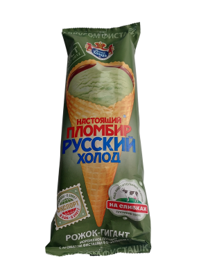 Мороженое Настоящий пломбир рожок фисташка 110гр. Русский Холодъ