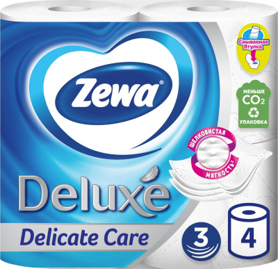 Туалетная бумага ЗЕВА Делюкс белая 3 сл. 4 шт