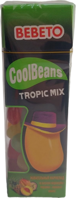 Мармелад Bebeto жевательный Coolbeans Tropic Mix, со вкусом маракуйи, персика, ананаса, манго 30гр.