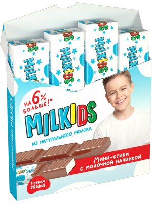 Шоколад МИЛКИДС конфета порционная с молочной начинкой 53г