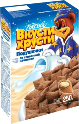 Подушечки Krosby Вкусти Хрусти со сливочной начинкой, 250гр.