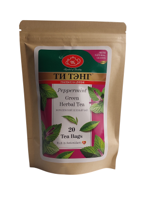 Чай зелёный ТИ ТЭНГ Перечная мята 20 пакетиков х 2гр. Шри Ланка пакет из крафт-фольги