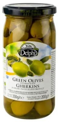 Оливки ДЕЛЬФИ с корнишонами в рассоле 350г