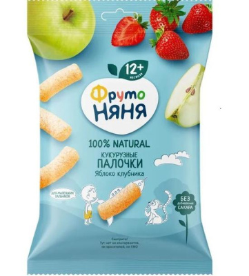 Палочки кукурузные Яблоко/клубника 20 г ФрутоНяня