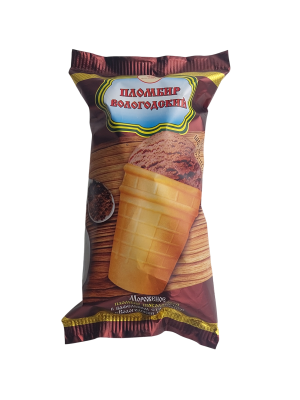 Мороженое Вологодский пломбир шоколадный в вафельном стаканчике, 100гр