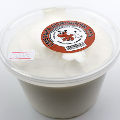 Сметана домашняя из коровьего молока 33%  0,5 кг. Фермерское подворье Левашово