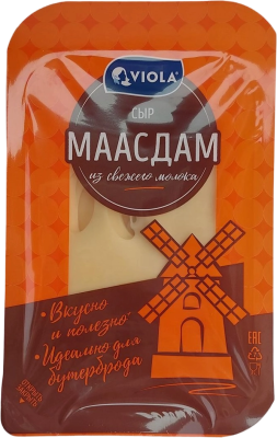 Сыр полутвердый Маасдам Виола 45%, 120г нарезка