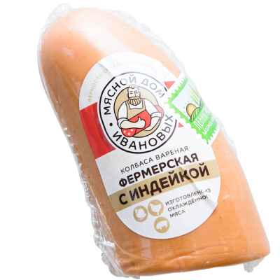 Колбаса вареная Фермерская с индейкой н/о МГА Мясной дом Ивановых