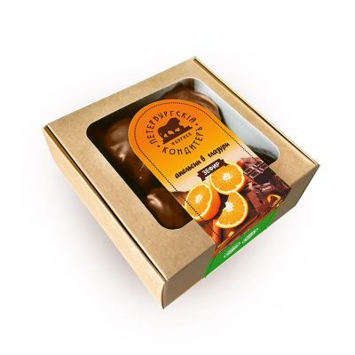 Зефир Апельсин в глазури со вкусом апельсина 260г крафт в обечайке Петербургский Кондитеръ