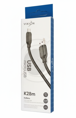 Кабель ВИКСИОН ПРО Микро USB 3,5А чёрный 1м