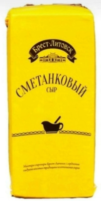 Сыр БРЕСТ-ЛИТОВСК Сметанковый полутвёрдый м.д.ж. 50% 1/6 евроблока вес
