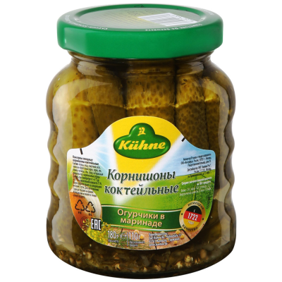 Огурцы корнишоны коктейльные КЮНЕ 180гр.