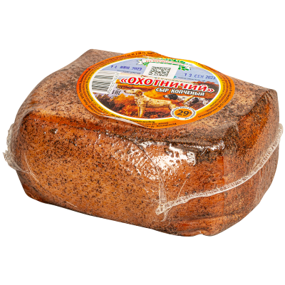 Сыр МОЛОЧНЫЕ ПРОДУКТЫ ПУШКИНОГОРЬЯ Охотничий копчёный 29% вес