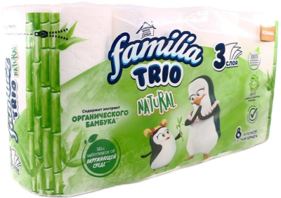 Бумага туалетная ФАМИЛИЯ Трио 3 слоя 8 рулонов