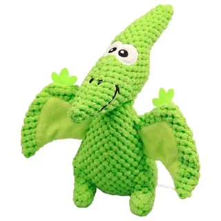 Игрушка для собак Птерозавр плюшевая с пищалкой 23 см зелёная Mr.Kranch