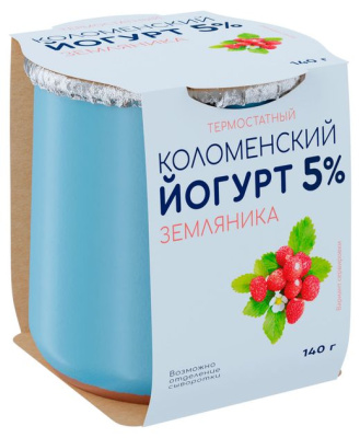 Йогурт Коломенский Термостатный земляника 5% 140 г керамика