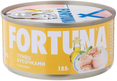 Тунец Фортуна кусочками в масле(ключ) 185 г