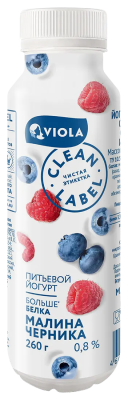 Йогурт ВИОЛА с малиной и черникой 0,8% 260г
