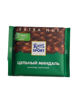 Шоколад Риттер спорт молочный Цельный миндаль 100г 