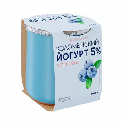 Йогурт Коломенский Термостатный черника 5% 140 г керамика