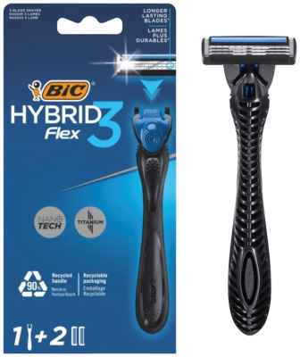 Станок бритвенный BIC 3 Hybrid 3 Flex Sensitive + 2 кассеты