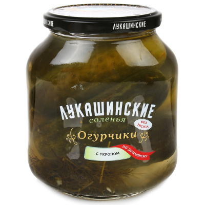 Огурчики Лукашинские соленые по-Домашнему с укропом 670 г